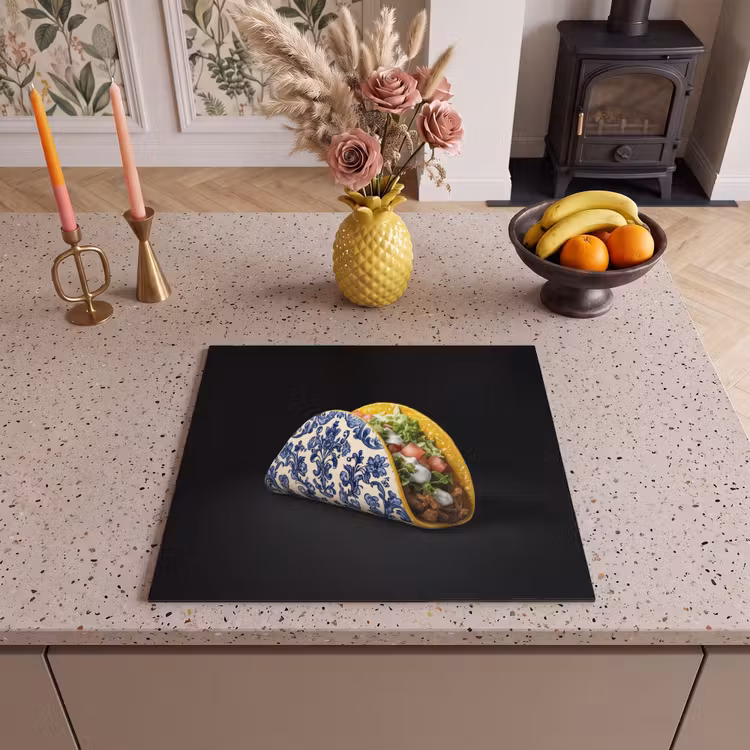 Induction hob protector - Taco - Meat - Salad - Delft blue - Motif — 3