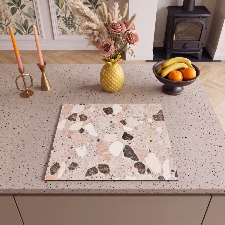 Induction hob protector - Light - Pink - Terrazzo - Stones — 3