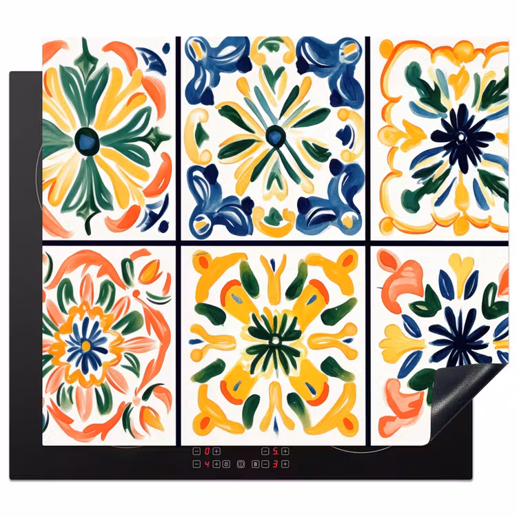 Induction hob protector - Spanish - Tiles - Ceramics - Flowers — 1