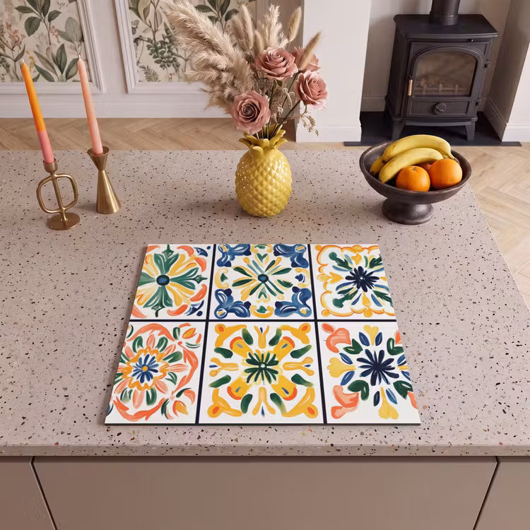 Induction hob protector - Spanish - Tiles - Ceramics - Flowers — 3