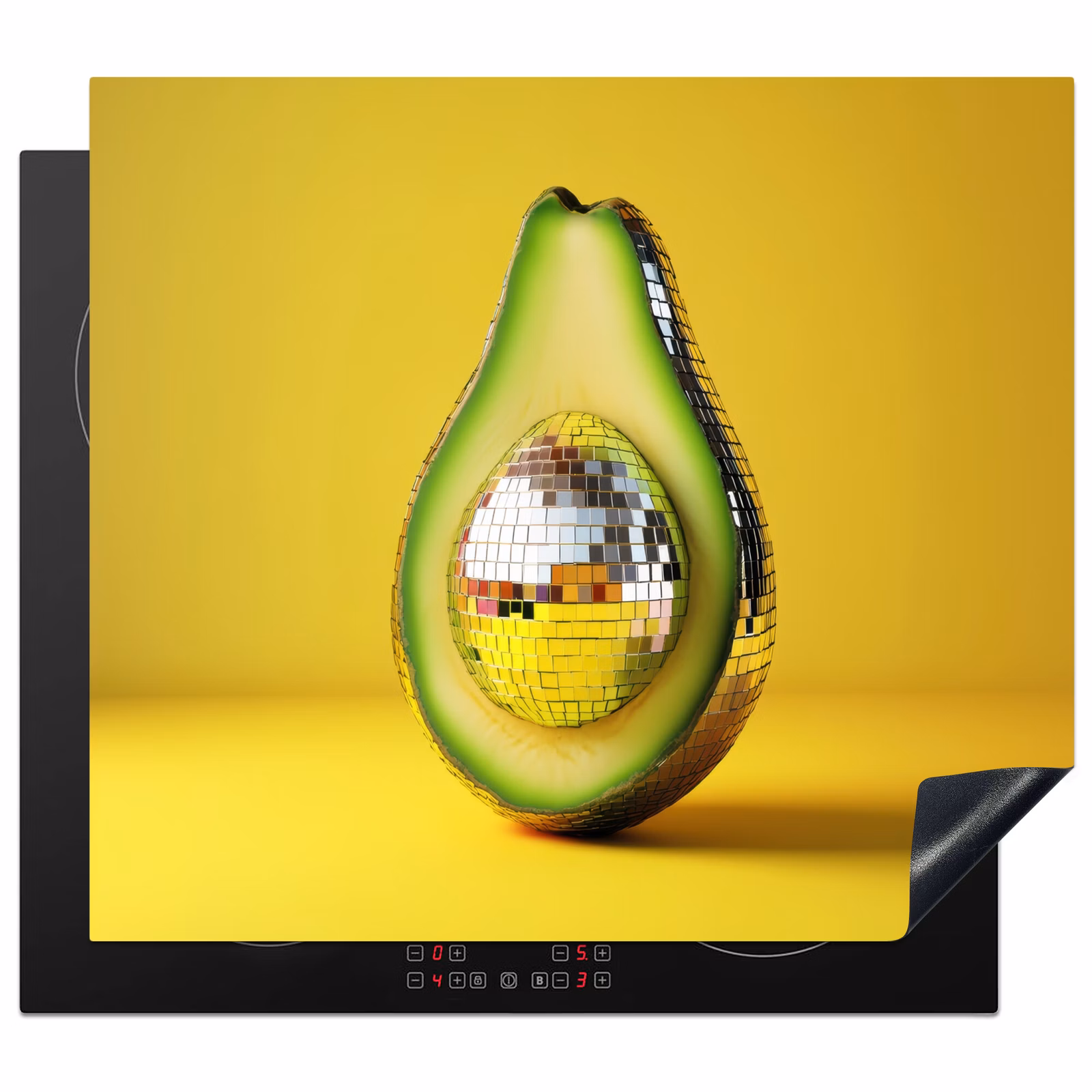 Induction hob protector - Avocado - Discoball - Yellow - Glitter — 1