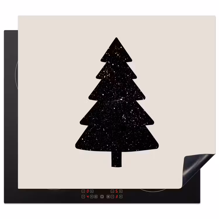 Induction hob protector - Christmas tree - Black - Holiday - Beige — 1