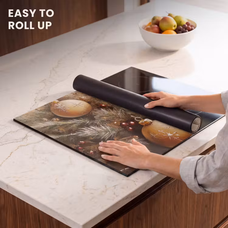 Induction hob protector - Christmas - Christmas baubles - Beige - Gold — 6