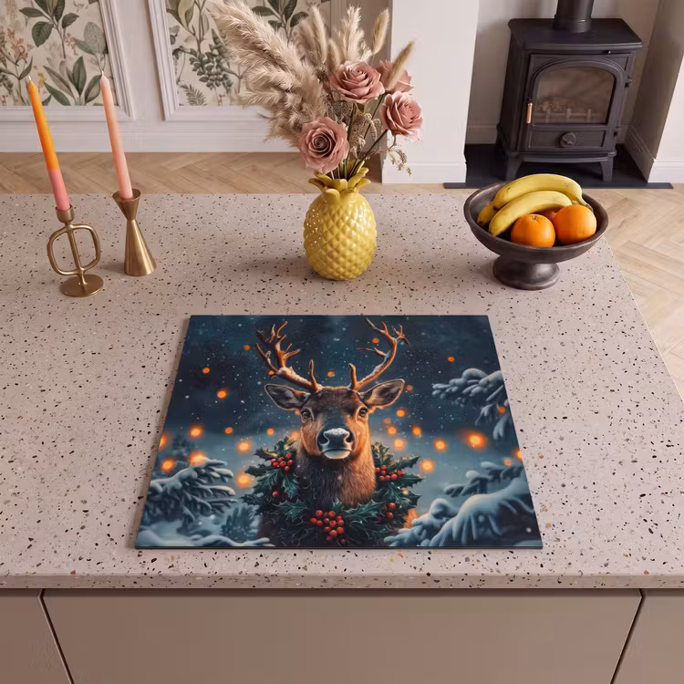Induction hob protector - Deer - Christmas - Winter - Snow - Christmas wreath — 3