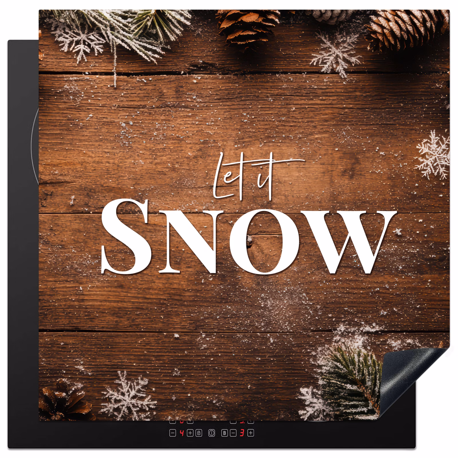 Induction hob protector - Snow - Wood look - Quote - Let it snow — 1