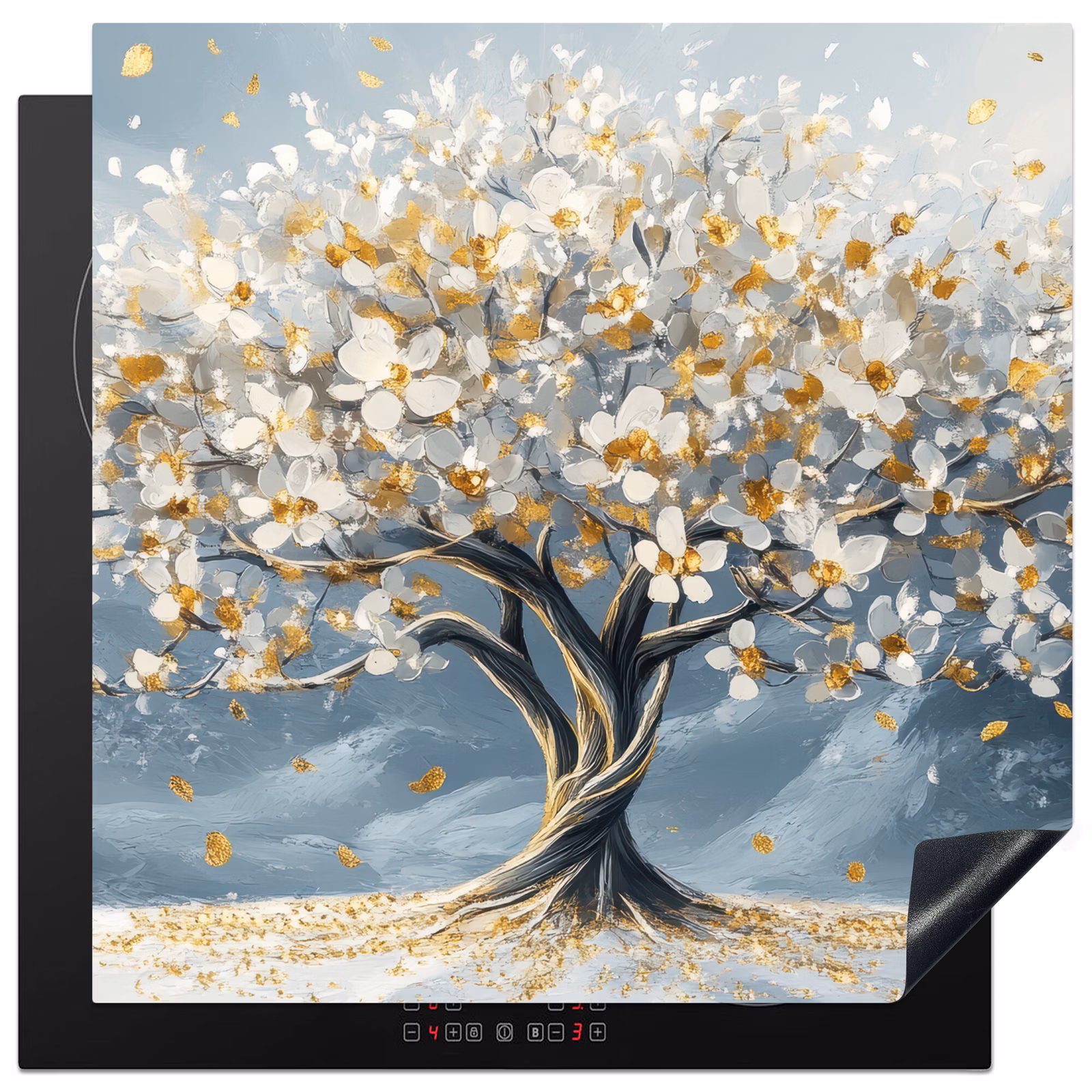 Induction hob protector - Tree - Winter - Tree of Life - Modern - Gold — 1