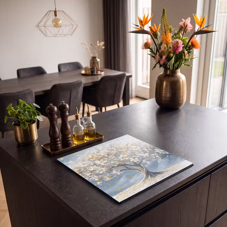 Induction hob protector - Tree - Winter - Tree of Life - Modern - Gold — 2