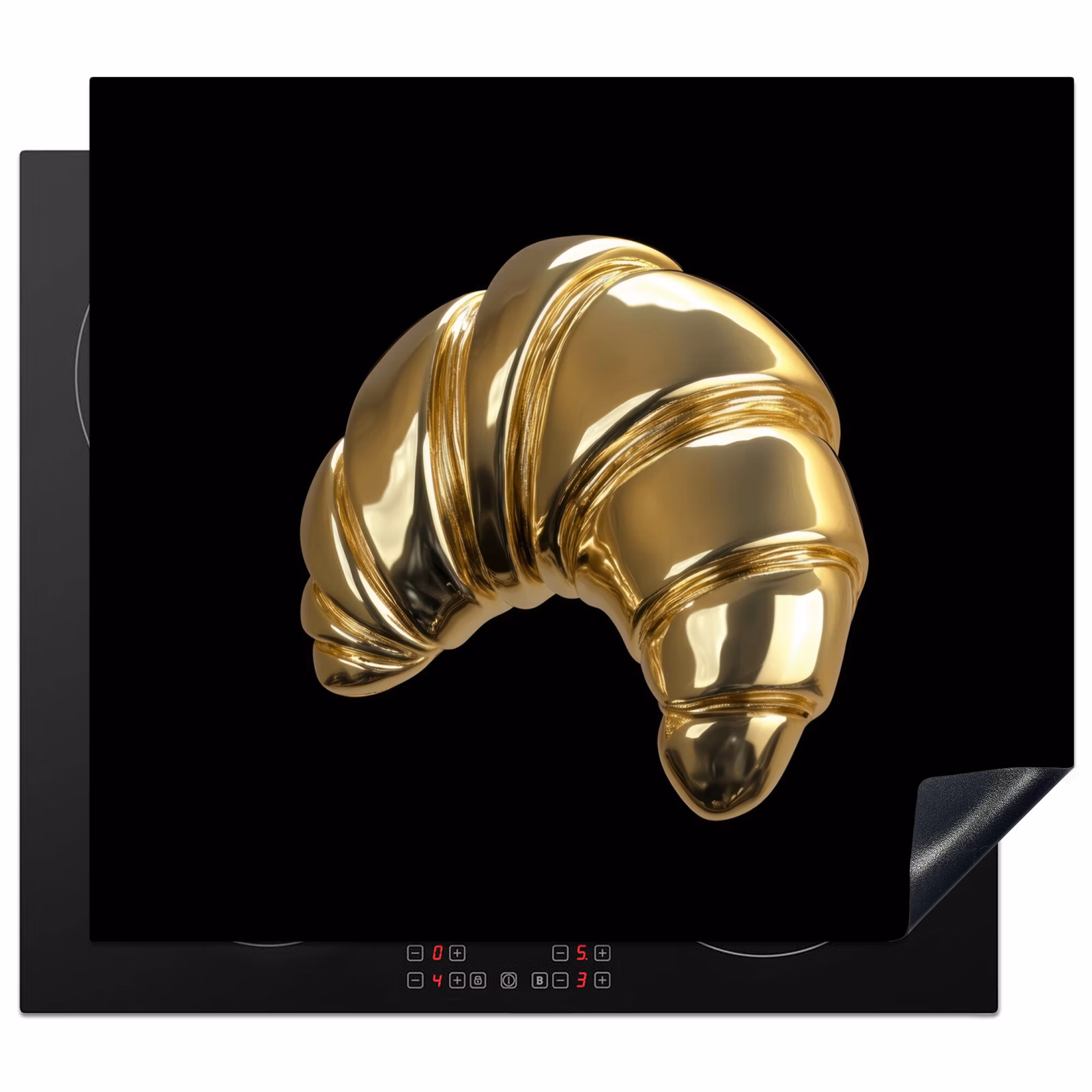 Induction hob protector - Croissant - Bread - Gold - Black — 1