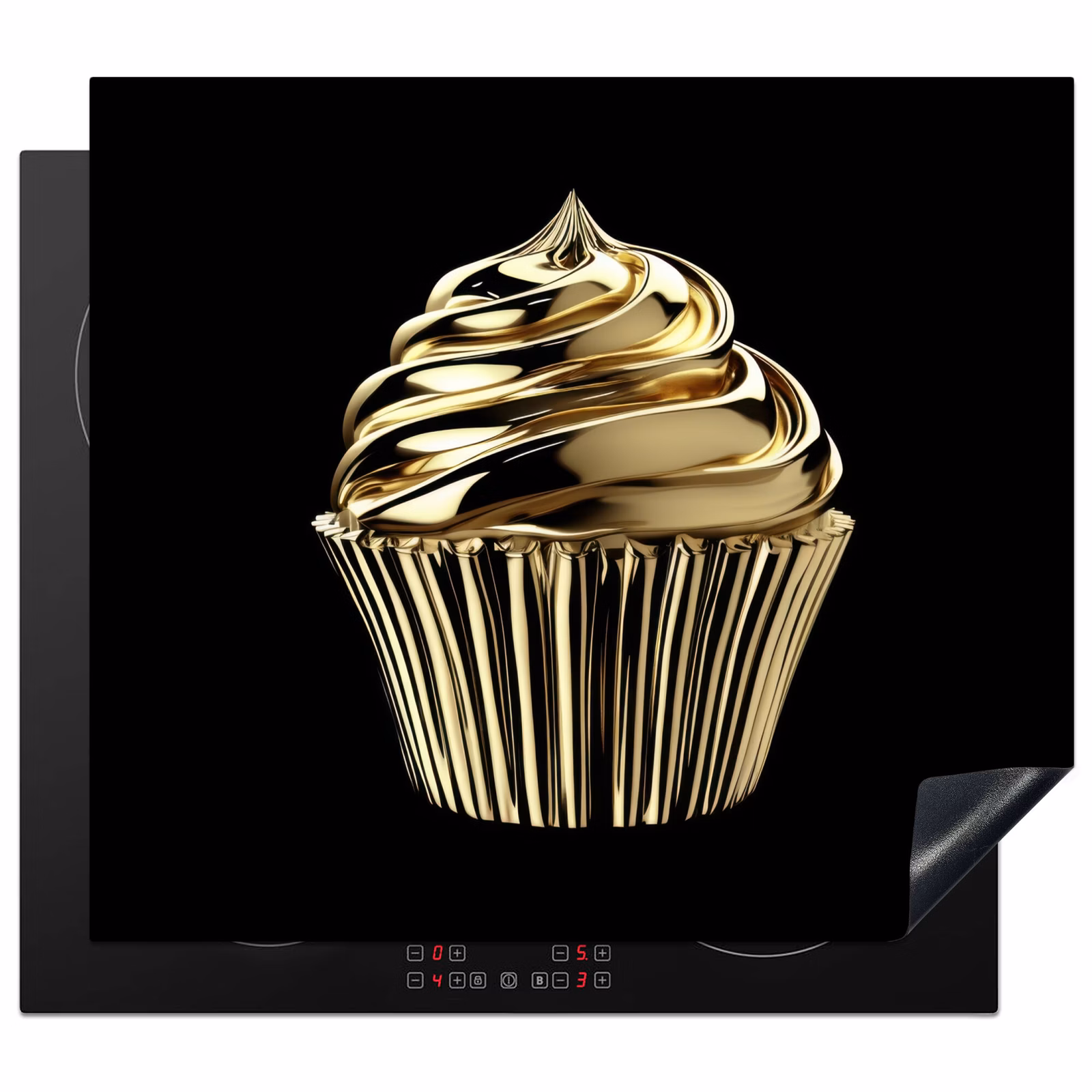 Induction hob protector - Cupcake - Food - Gold - Black — 1