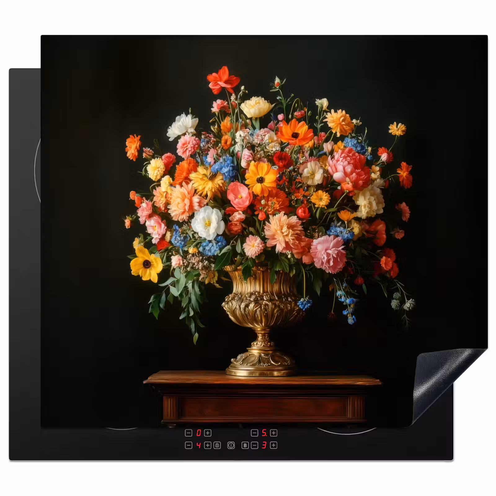 Induction hob protector - Gold - Flowers - Colors - Vase — 1