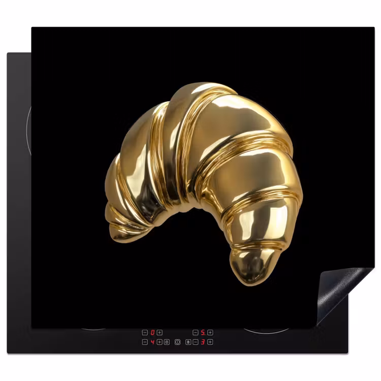 Induction hob protector - Croissant - Bread - Gold - Black — 1