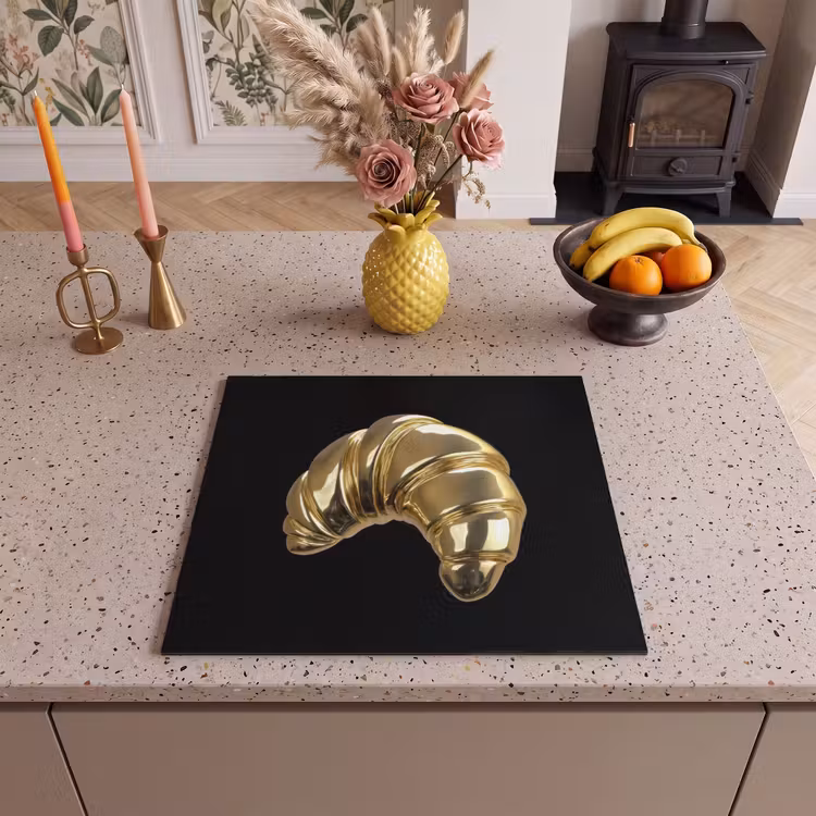 Induction hob protector - Croissant - Bread - Gold - Black — 3