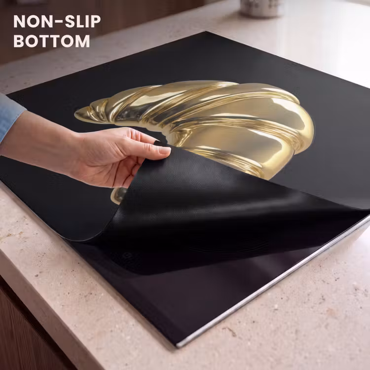 Induction hob protector - Croissant - Bread - Gold - Black — 5
