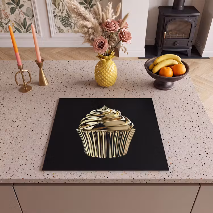 Induction hob protector - Cupcake - Food - Gold - Black — 3