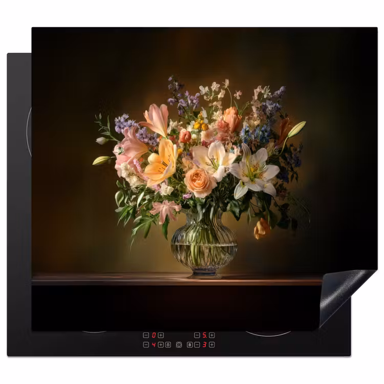 Induction hob protector - Glasses - Flowers - Bouquet - Colors — 1