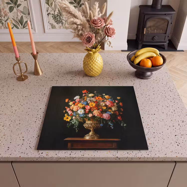 Induction hob protector - Gold - Flowers - Colors - Vase — 3