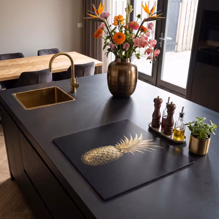 Induction hob protector - Pineapple - Black - Gold - Luxury — 2