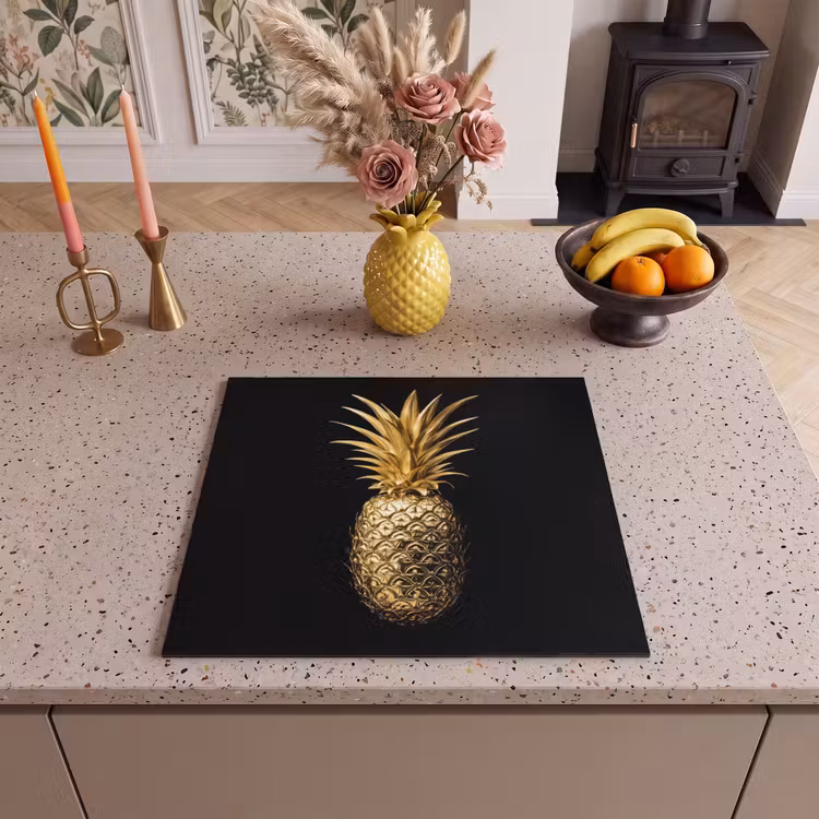 Induction hob protector - Pineapple - Black - Gold - Luxury — 3