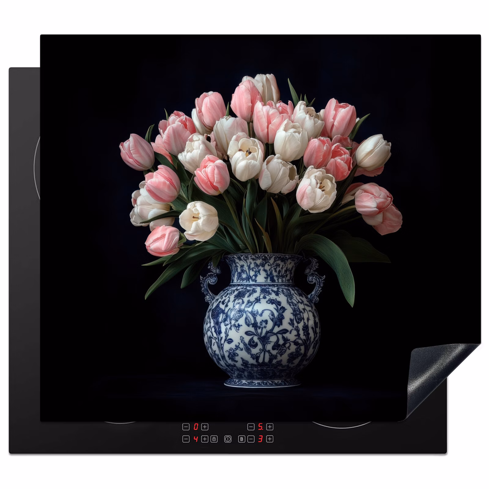 Induction hob protector - Flowers - Pink - Tulips - Vase — 1