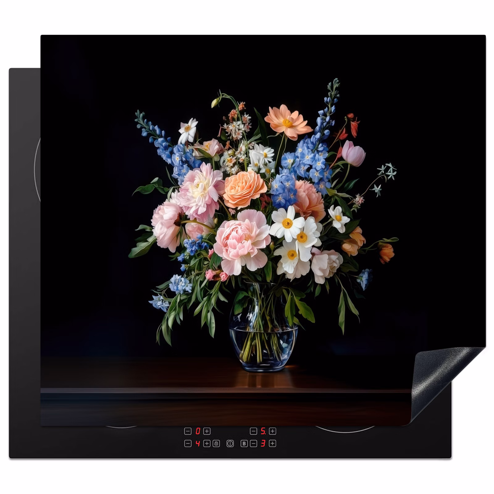 Induction hob protector - Pastel - Flowers - Glasses - Vase — 1