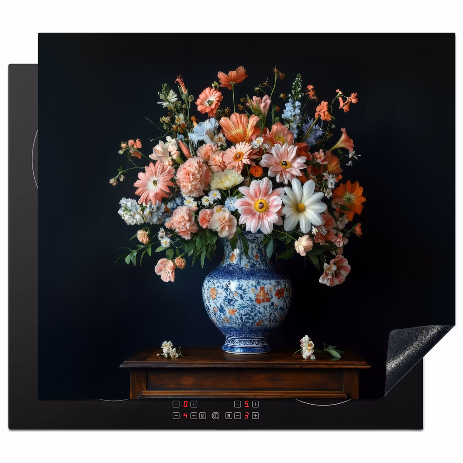 Induction hob protector - Wood - Vase - Colors - Flowers — 1