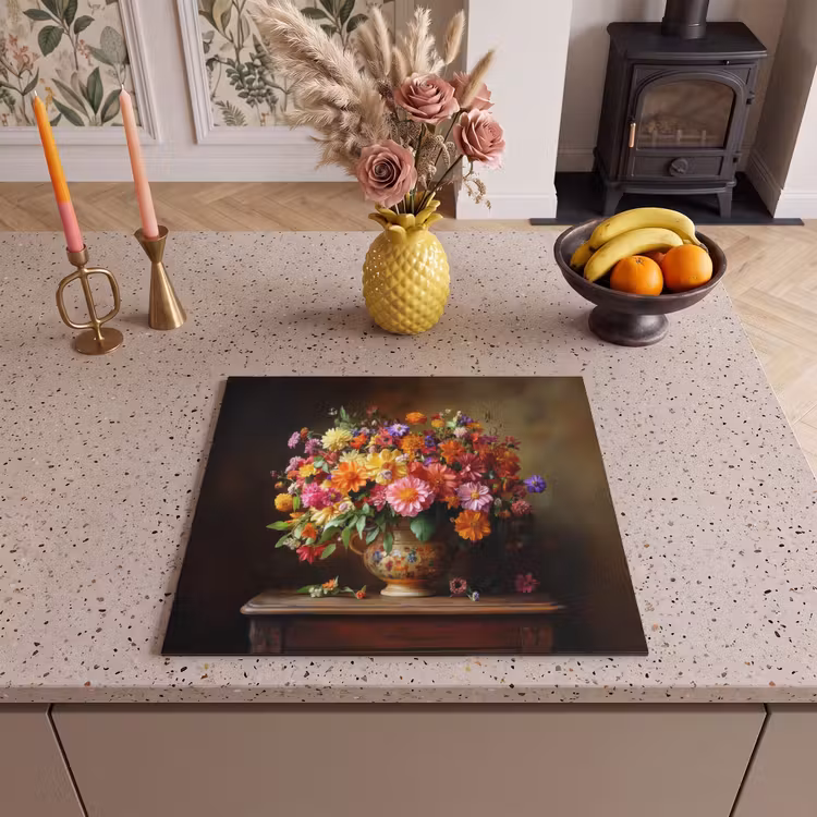 Induction hob protector - Colors - Bouquet - Vase - Wood — 3