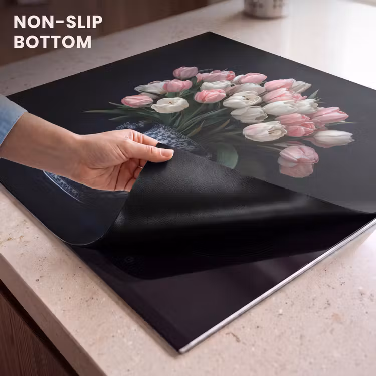 Induction hob protector - Flowers - Pink - Tulips - Vase — 5