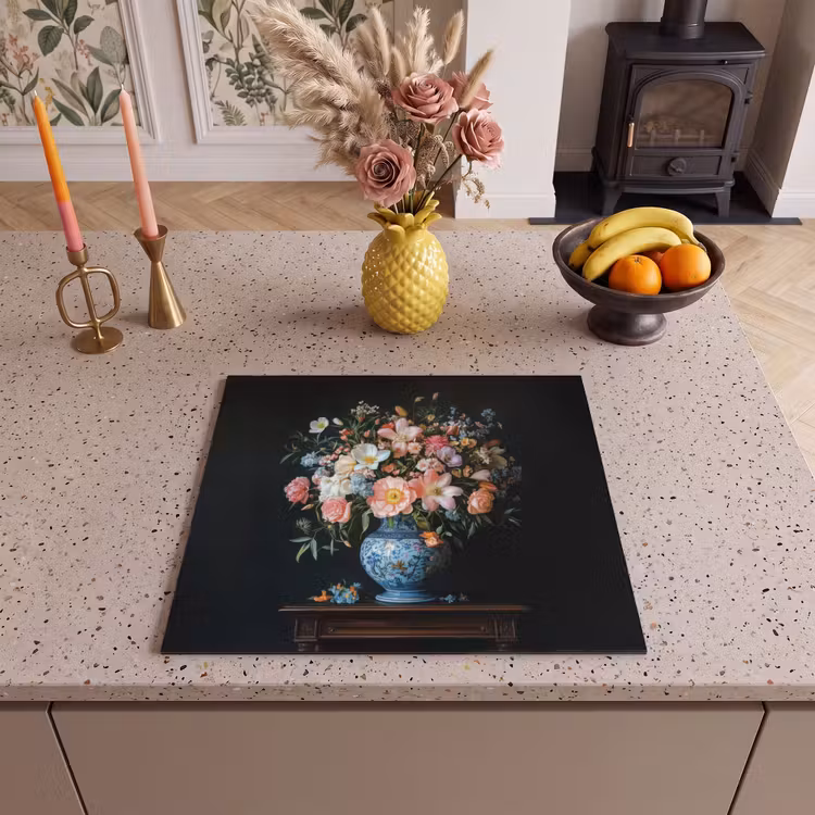Induction hob protector - Pink - Flowers - Vase - Colors — 3