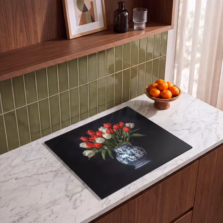 Induction hob protector - Red - Flowers - Tulips - Vase — 4