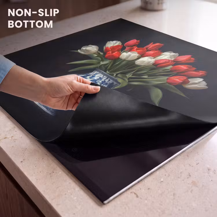 Induction hob protector - Red - Flowers - Tulips - Vase — 5