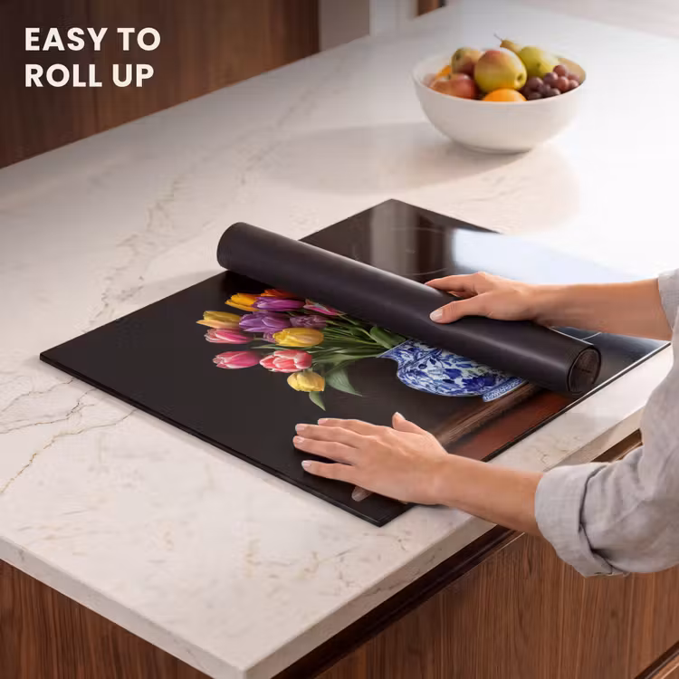 Induction hob protector - Tulips - Colors - Wood - Vase — 6