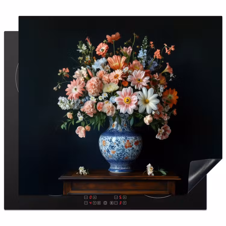 Induction hob protector - Wood - Vase - Colors - Flowers — 1