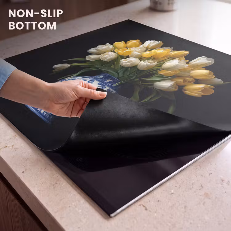 Induction hob protector - Yellow - Tulips - Vase - Flowers — 5