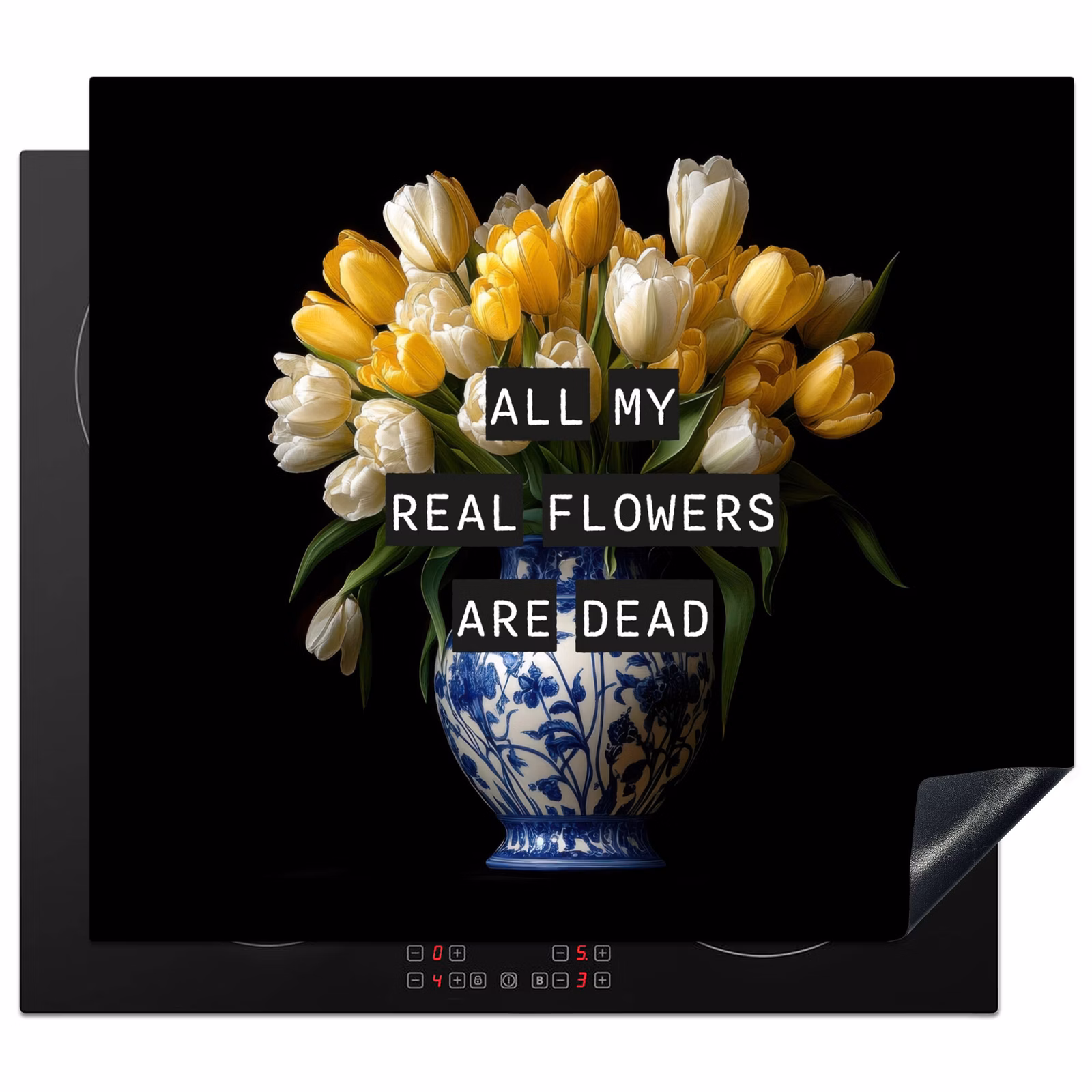 Induction hob protector - Quotes - Flower - Tulip - Yellow — 1
