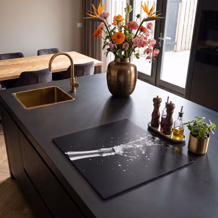 Induction hob protector - Champagne - Black - Splashes - Popping — 2