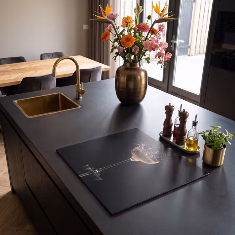 Induction hob protector - Cocktail - Black - Splashes - Glass — 2