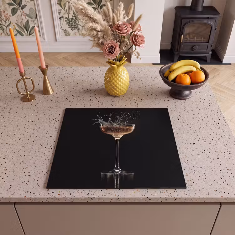 Induction hob protector - Cocktail - Black - Splashes - Glass — 3