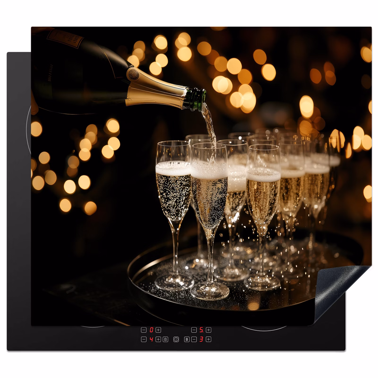 Induction hob protector - Lights - Champagne - Tray - Glasses — 1