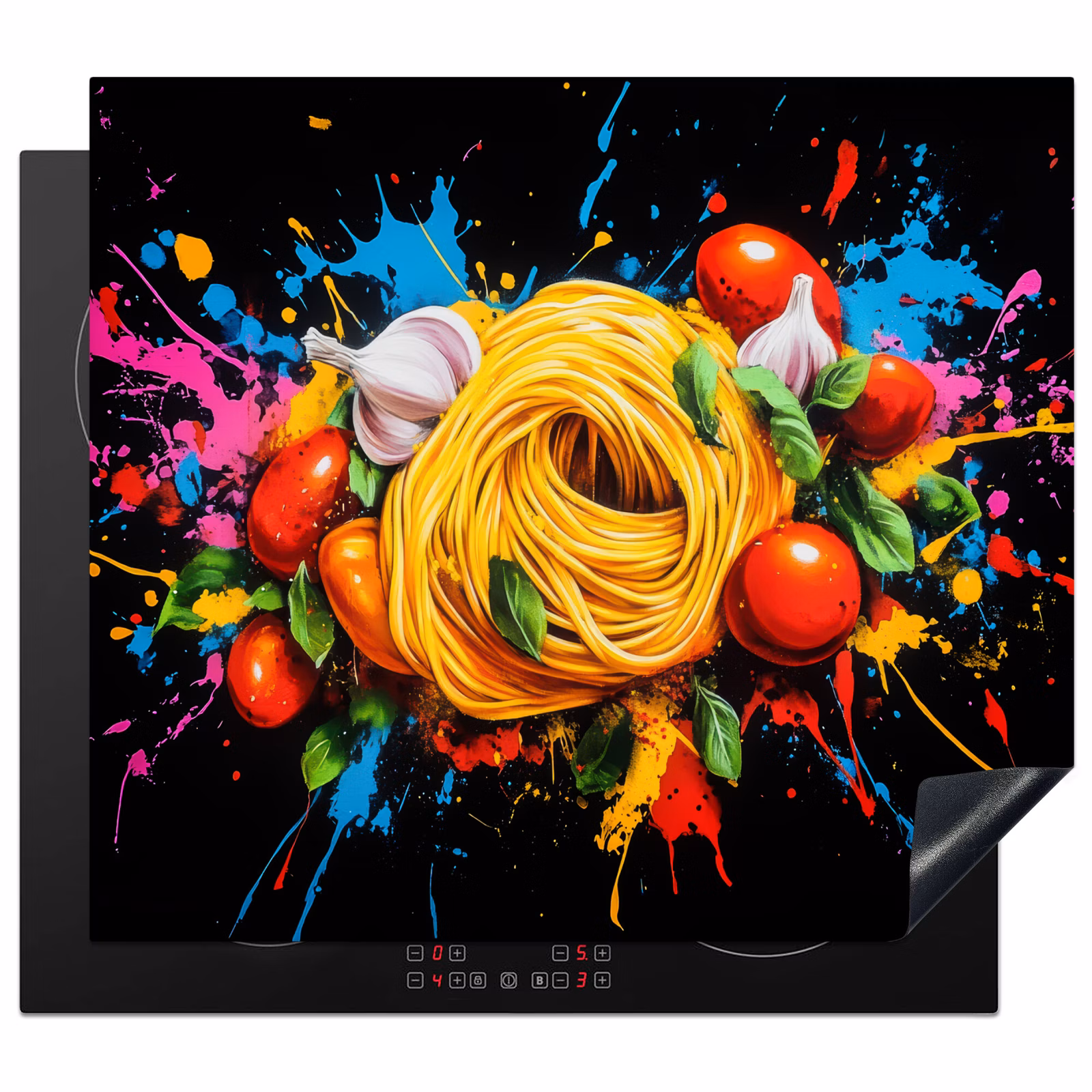 Induction hob protector - Spaghetti - Graffiti - Paint - Colorful - Food - Modern — 1