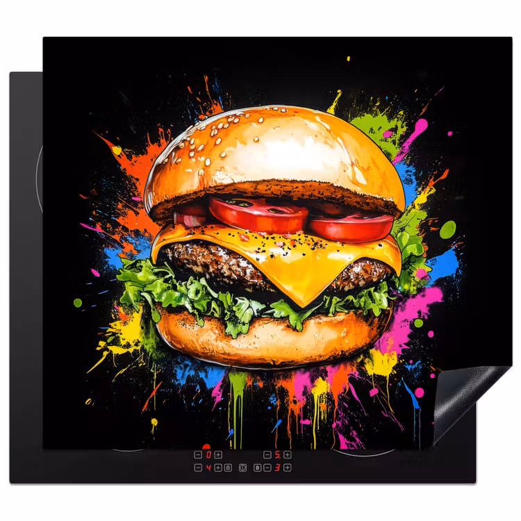 Induction hob protector - Hamburger - Graffiti - Paint - Colorful - Food - Abstract — 1