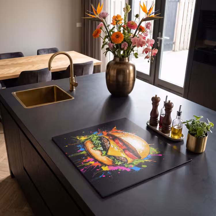 Induction hob protector - Hamburger - Graffiti - Paint - Colorful - Food - Abstract — 2