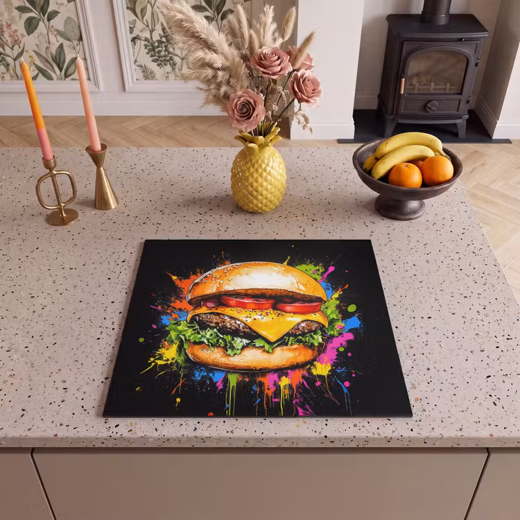 Induction hob protector - Hamburger - Graffiti - Paint - Colorful - Food - Abstract — 3