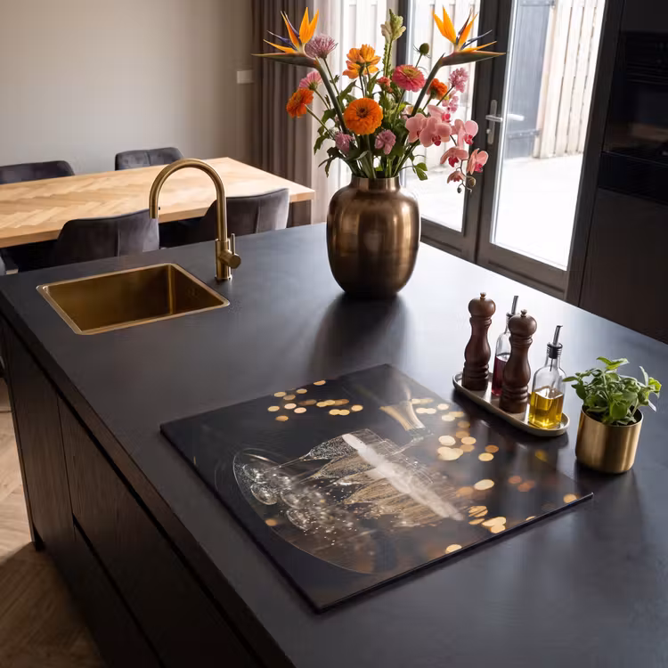 Induction hob protector - Lights - Champagne - Tray - Glasses — 2