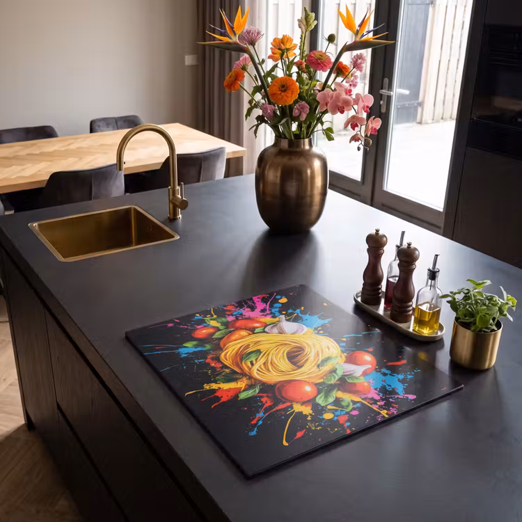 Induction hob protector - Spaghetti - Graffiti - Paint - Colorful - Food - Modern — 2