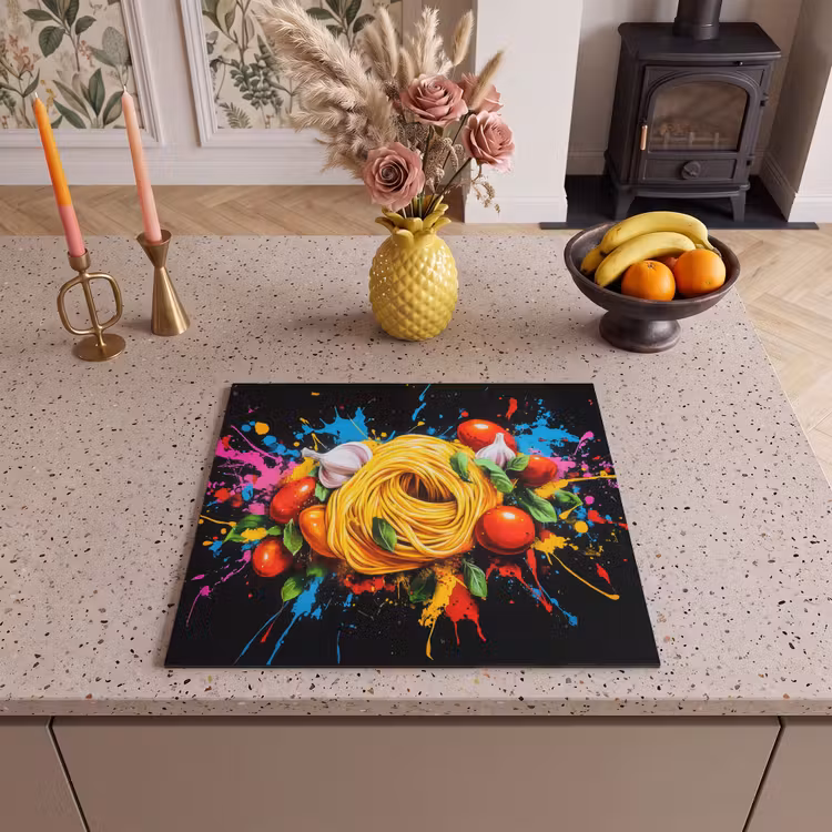 Induction hob protector - Spaghetti - Graffiti - Paint - Colorful - Food - Modern — 3