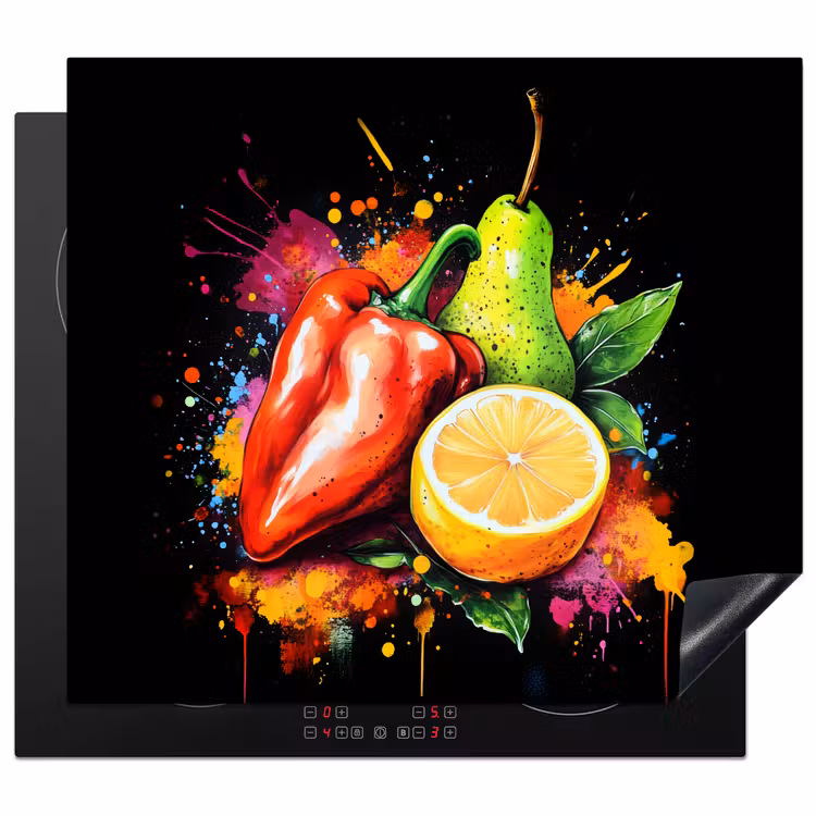 Induction hob protector - Bell pepper - Pear - Lemon - Graffiti - Paint - Abstract — 1