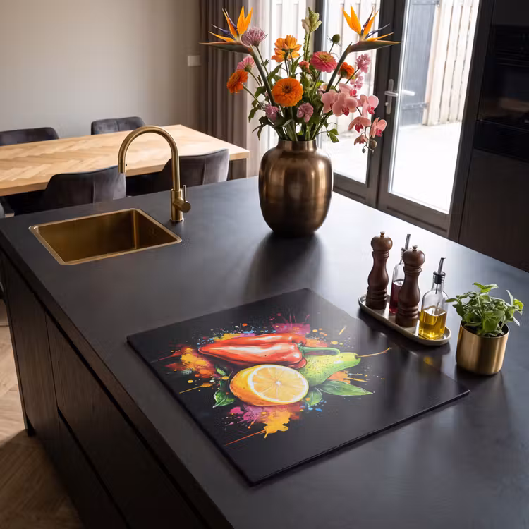 Induction hob protector - Bell pepper - Pear - Lemon - Graffiti - Paint - Abstract — 2
