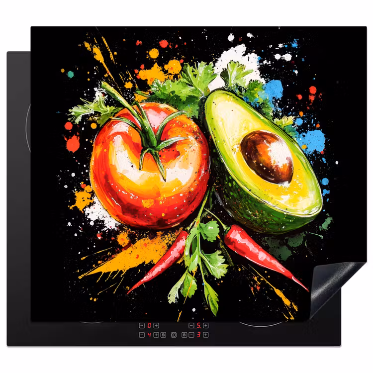 Induction hob protector - Tomato - Avocado - Pepper - Graffiti - Paint - Modern — 1
