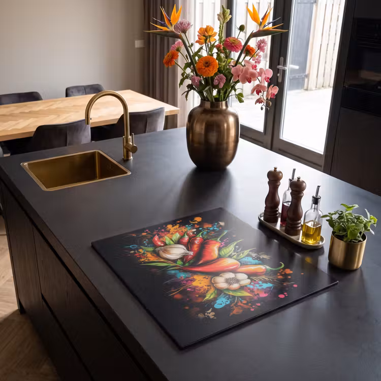 Induction hob protector - Vegetable - Pepper - Garlic - Graffiti - Paint - Colorful — 2
