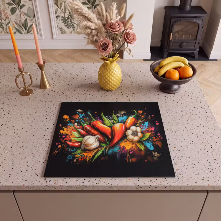 Induction hob protector - Vegetable - Pepper - Garlic - Graffiti - Paint - Colorful — 3